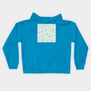 Window Pane Diagonal Floral Black Line on Off White Kids Hoodie